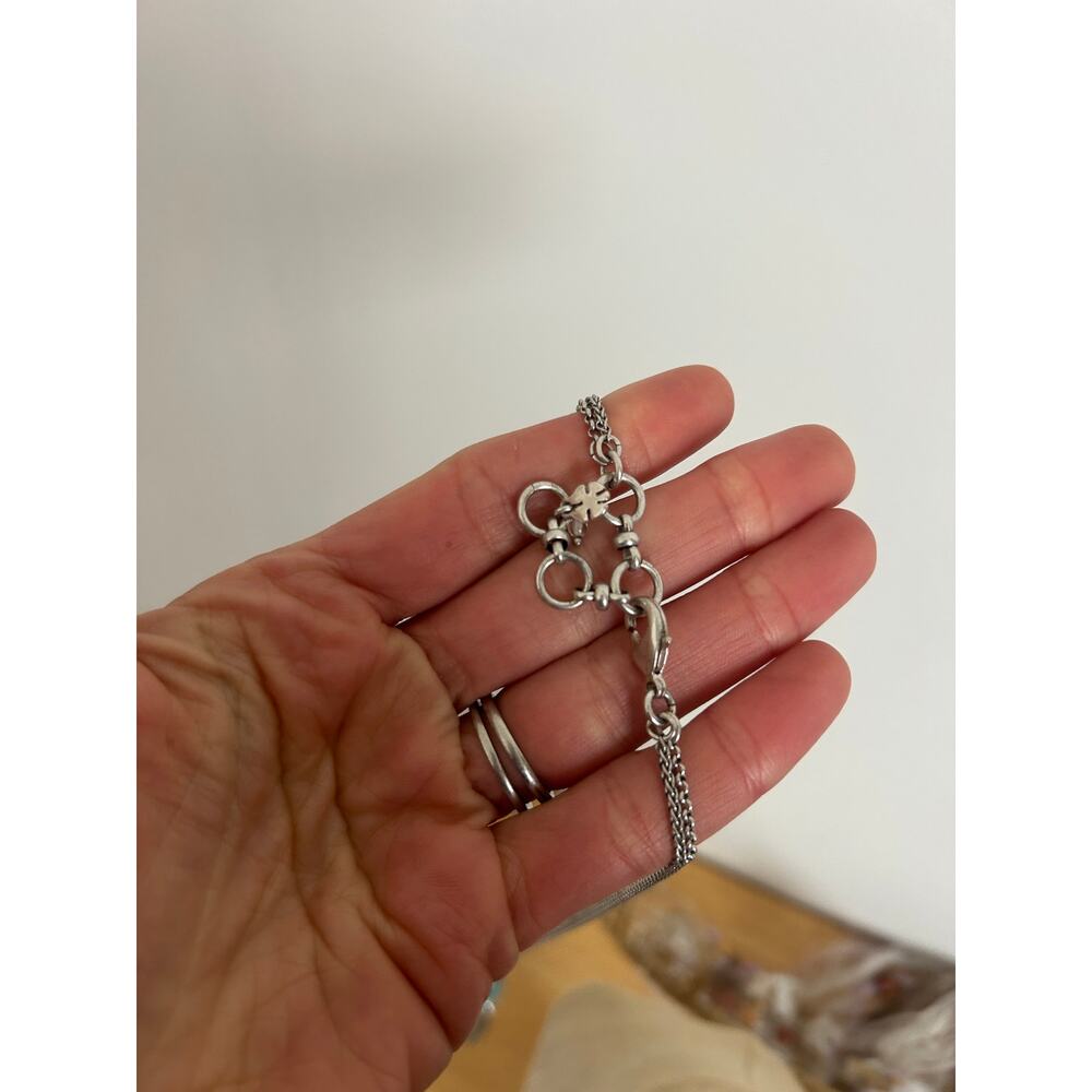 Lucky Brand Long Necklace Dyed Howlite Pendent Silver Tone Chain - Picture 5 of 5